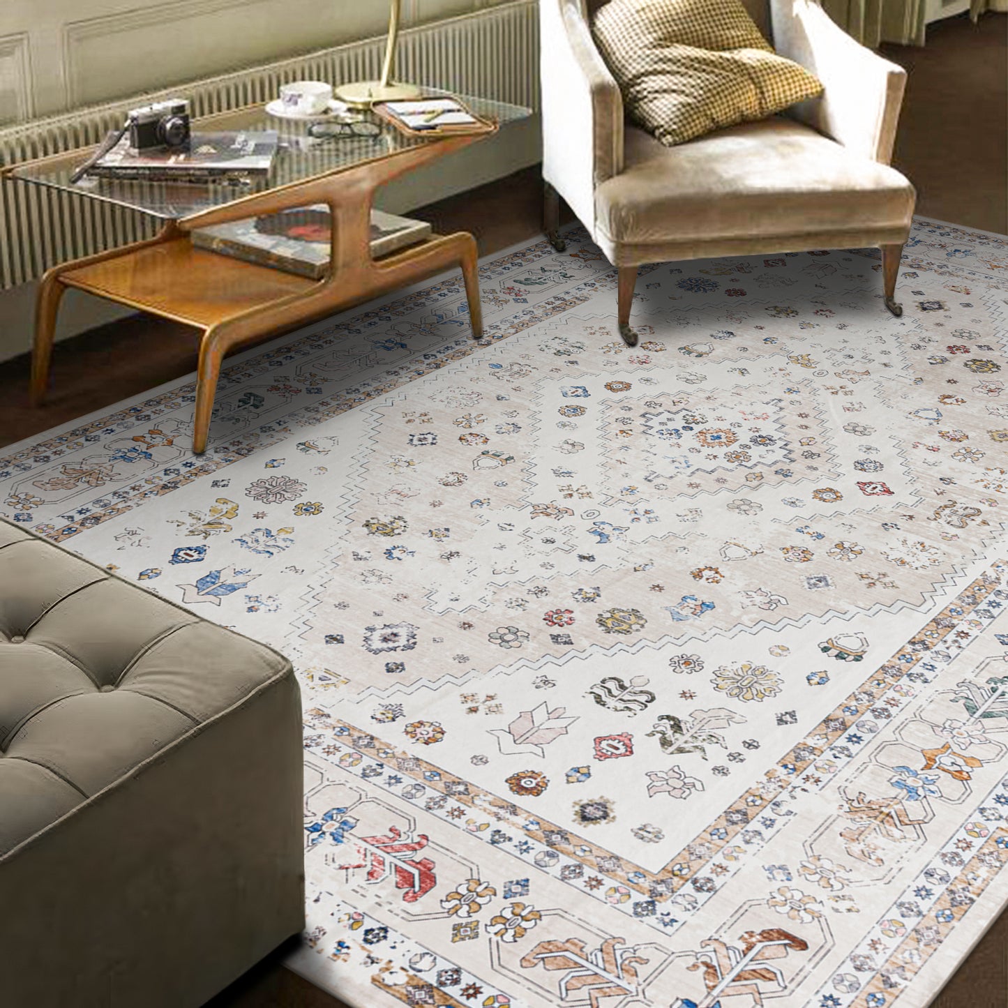 Machine Washable Rug - Faded Beige
