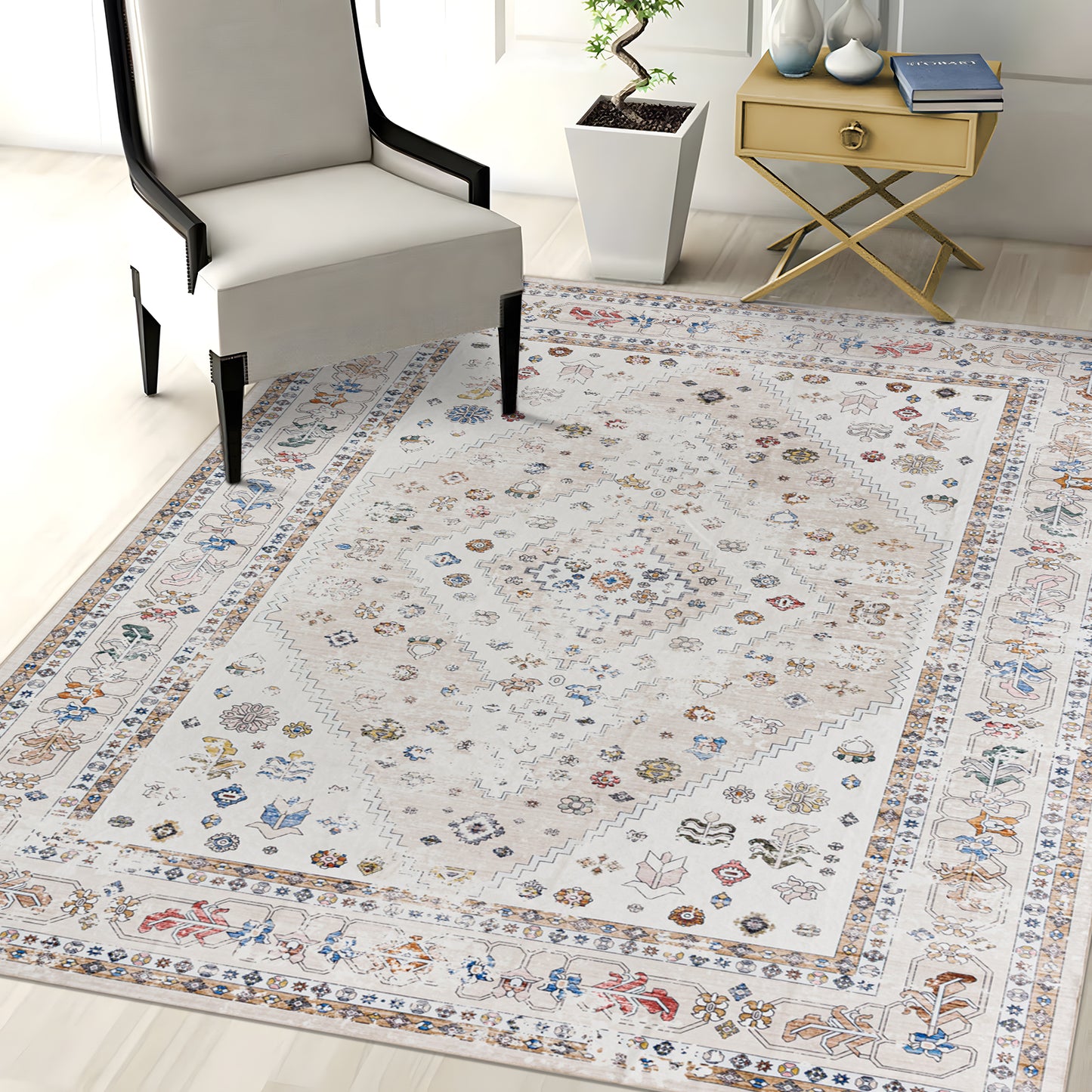 Machine Washable Rug - Faded Beige