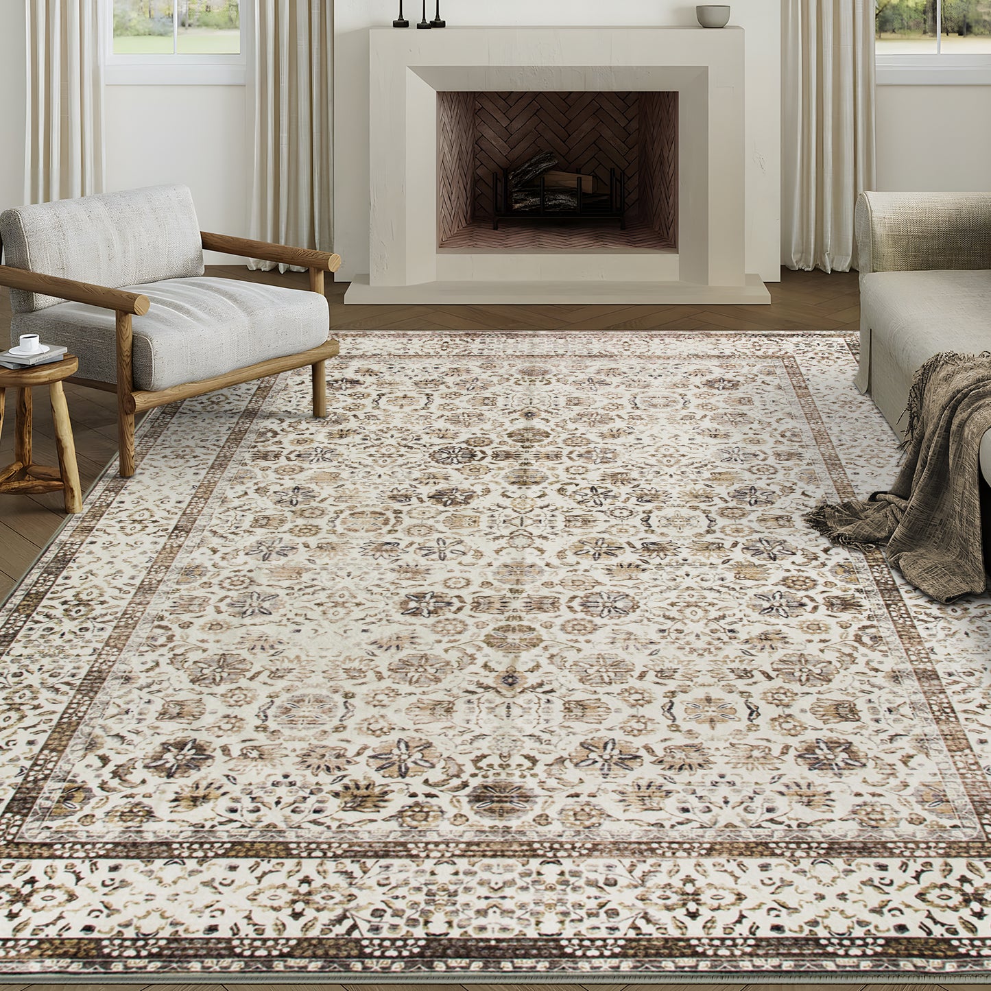 Machine Washable Rug - Modern Beige