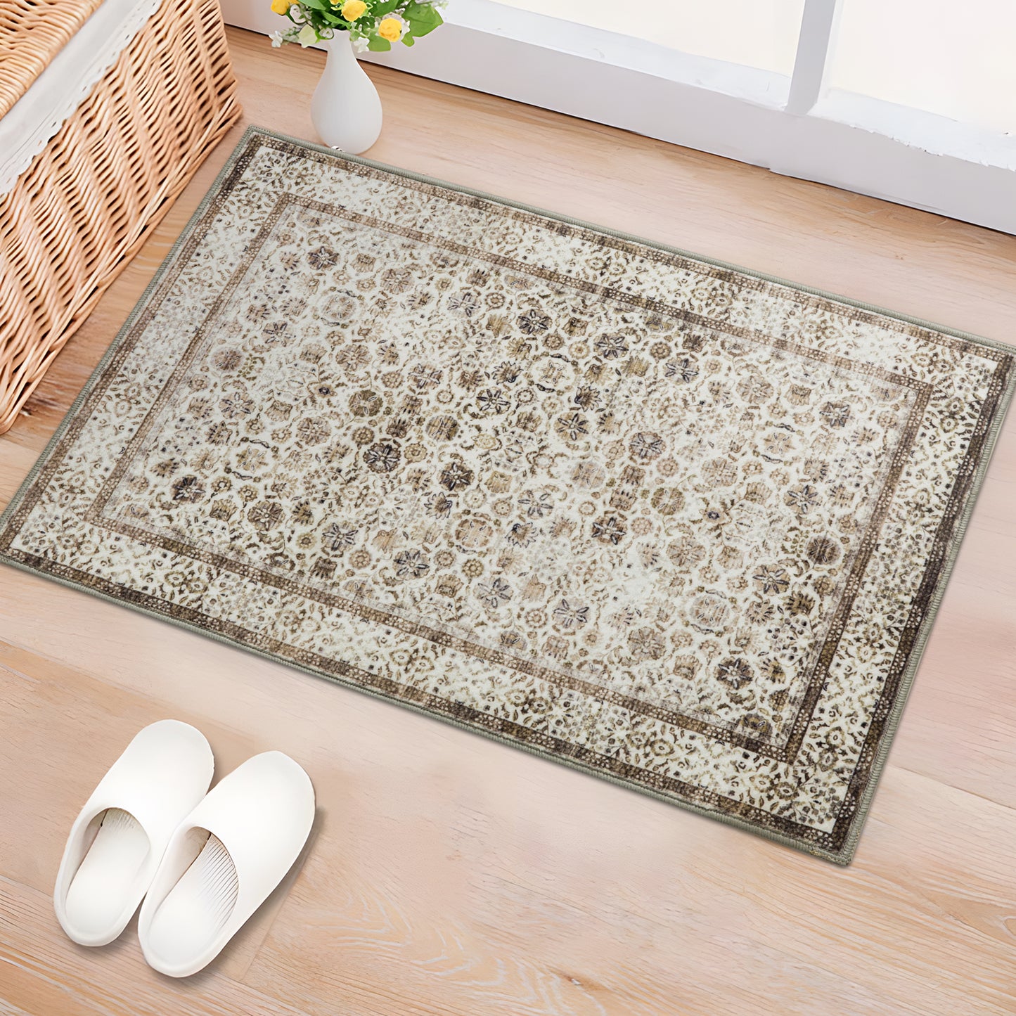 Machine Washable Rug - Modern Beige