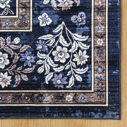 Machine Washable Rug - Midnight Bloom