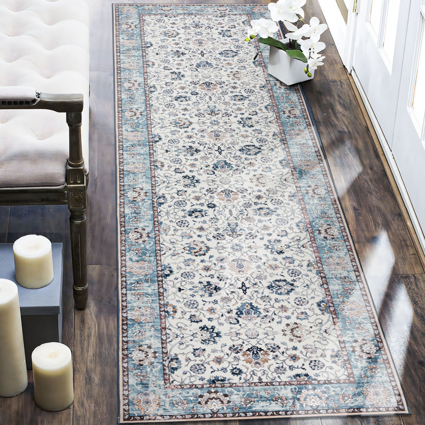 Machine Washable Rug - Blue Mist