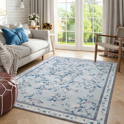 Machine Washable Rug - Sky Floral