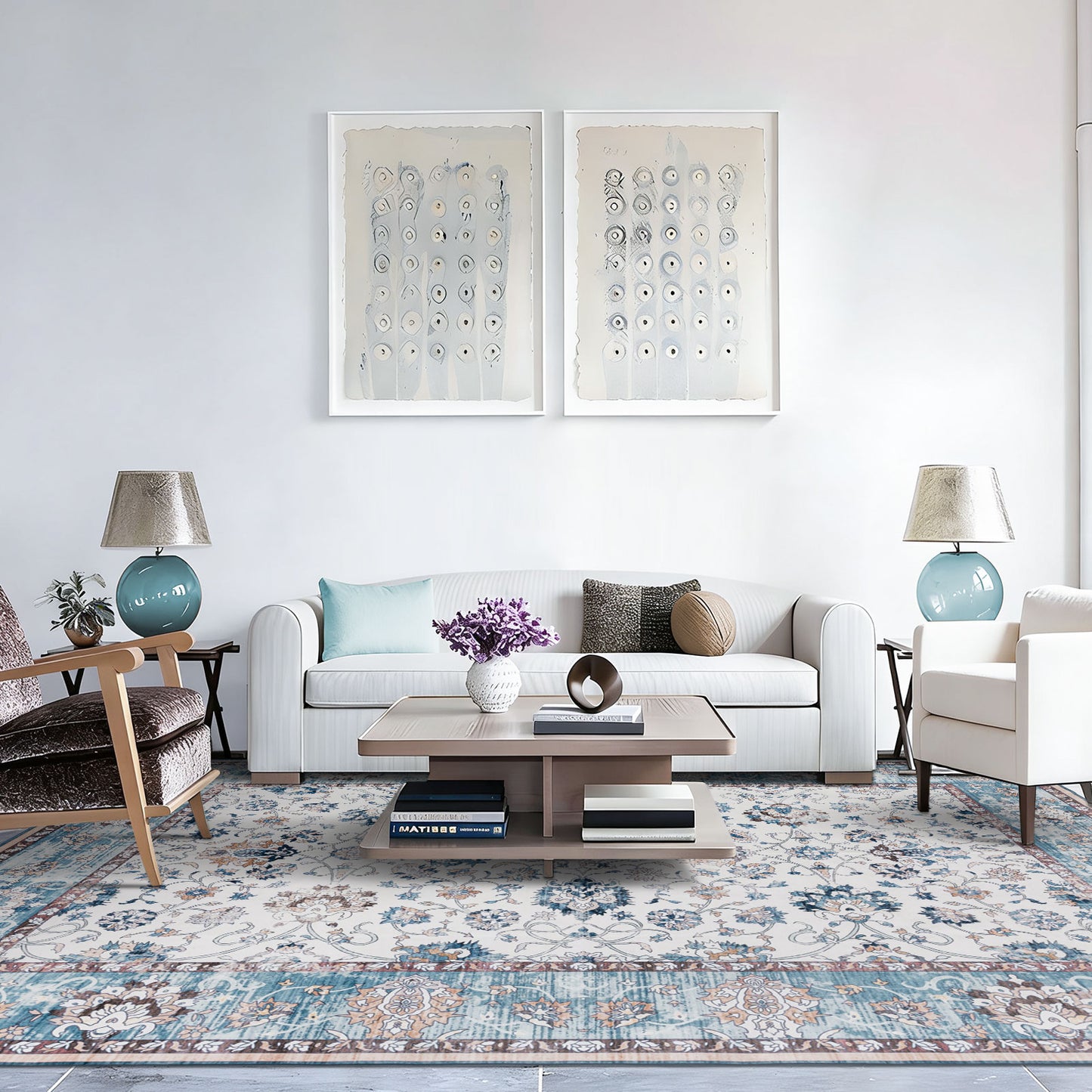 Machine Washable Rug - Blue Mist