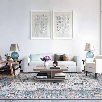 Machine Washable Rug - Blue Mist