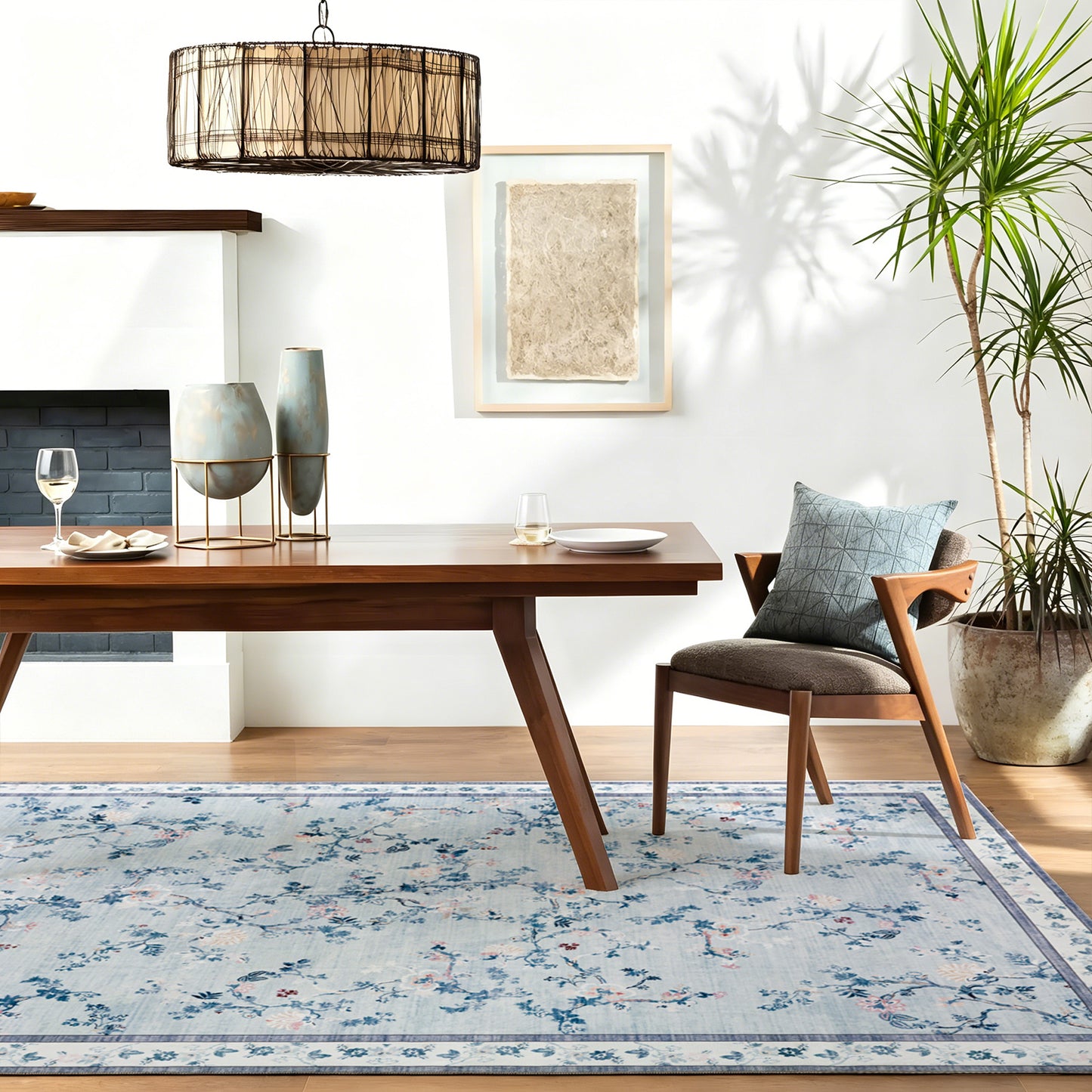 Machine Washable Rug - Sky Floral