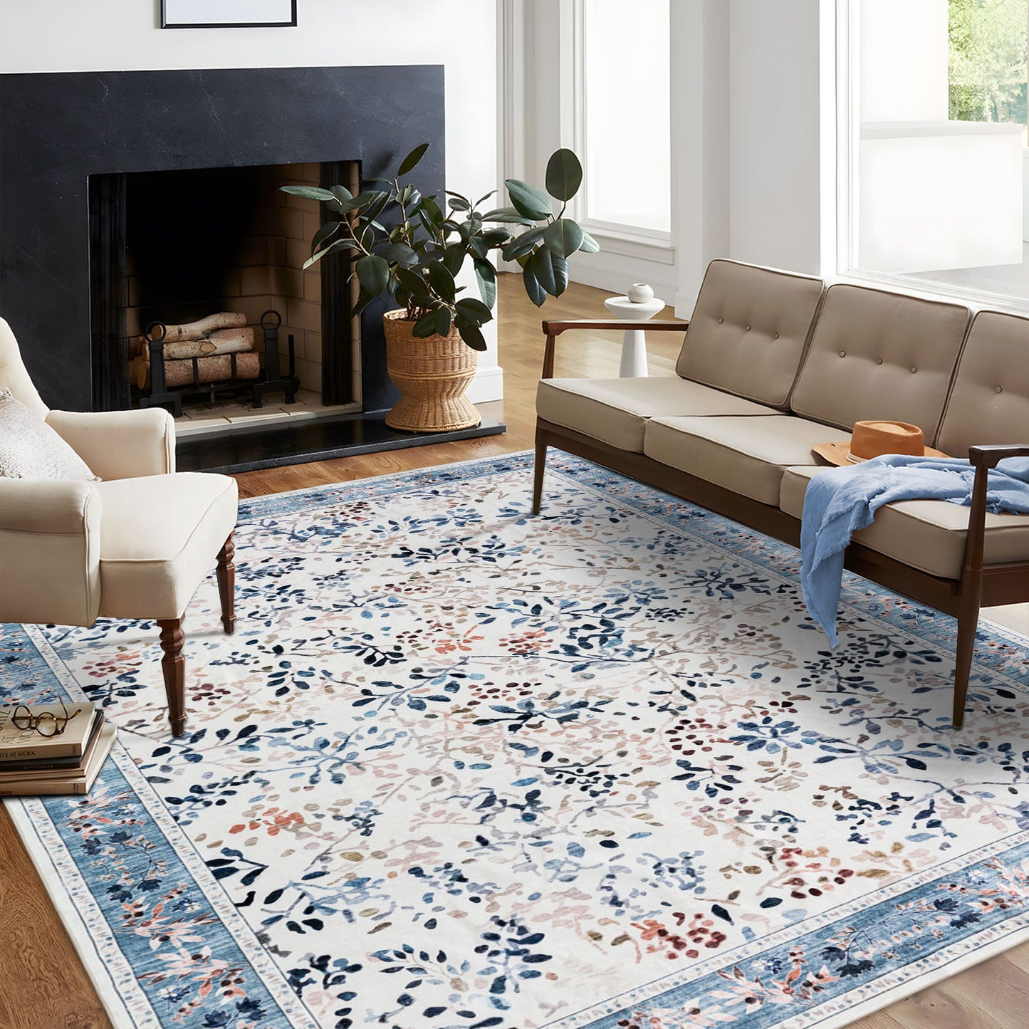 Machine Washable Rug - Ivory Bloom