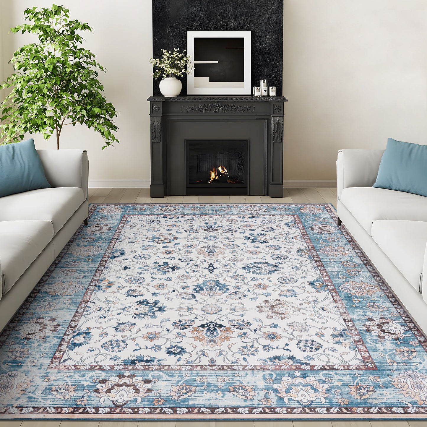Machine Washable Rug - Blue Mist