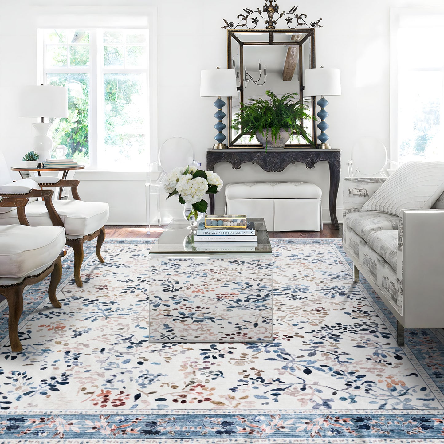 Machine Washable Rug - Ivory Bloom