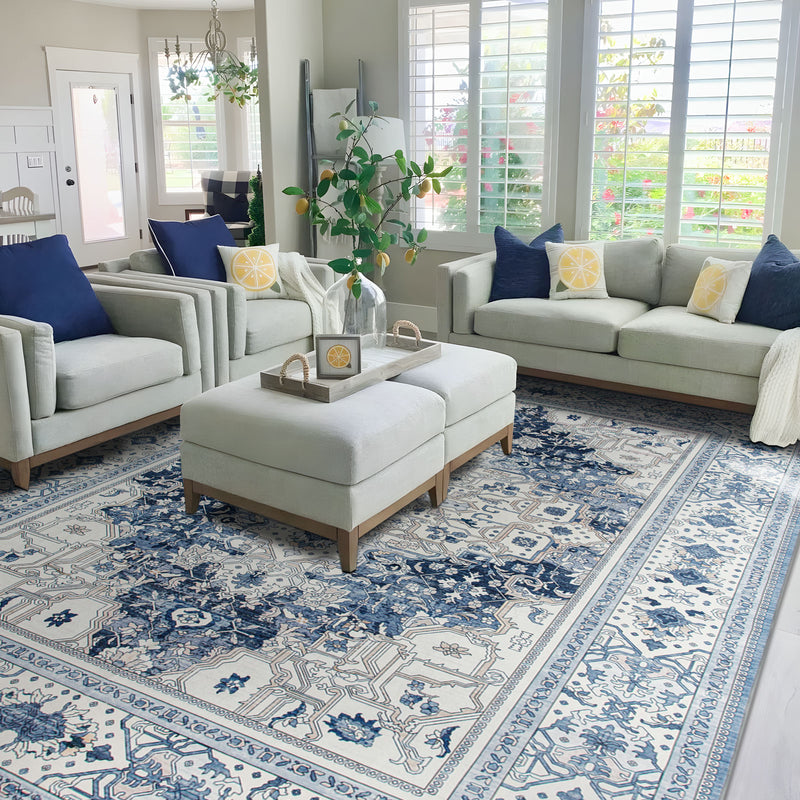 Machine Washable Rug - Coastal Blue
