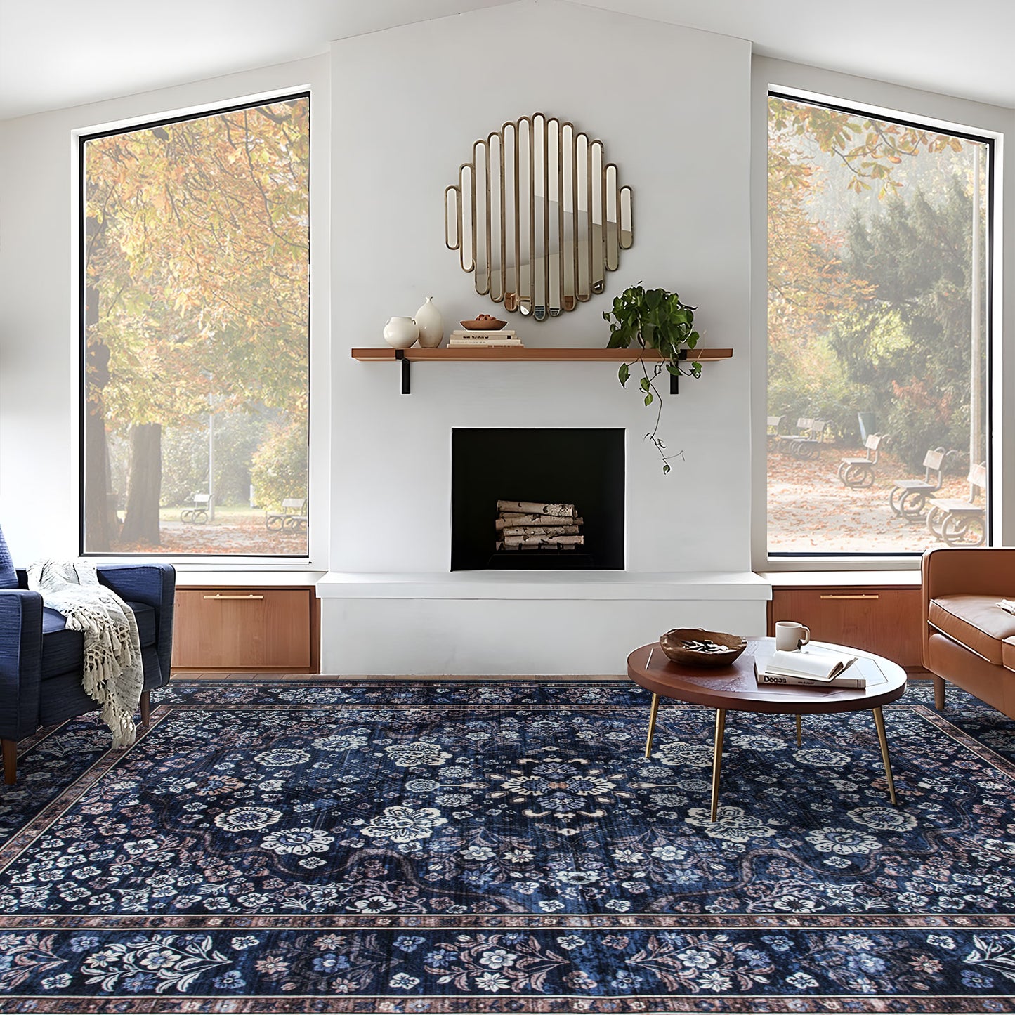 Machine Washable Rug - Midnight Bloom