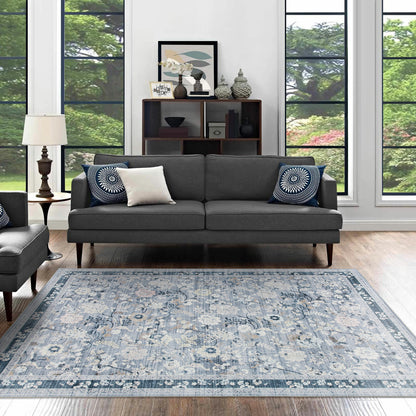 Machine Washable Rug - Blue Flora