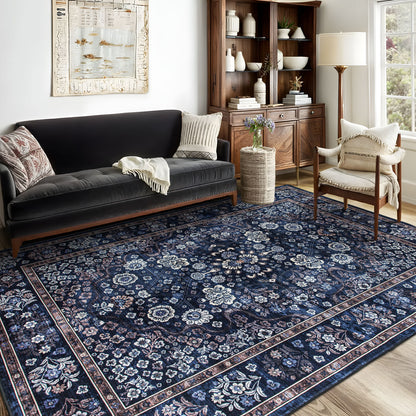 Machine Washable Rug - Midnight Bloom