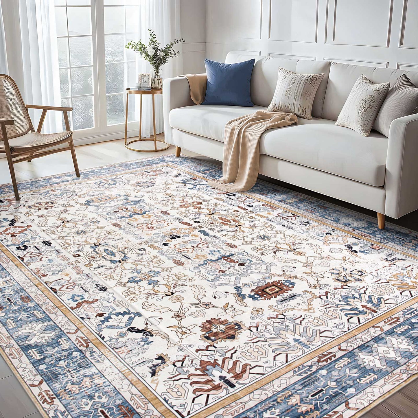 Machine Washable Rug - Rustic Oak & Sky