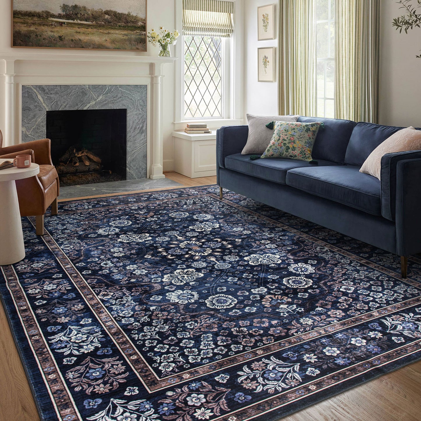 Machine Washable Rug - Midnight Bloom