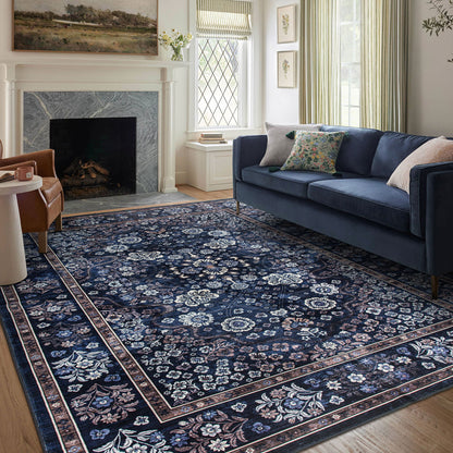 Machine Washable Rug - Midnight Bloom