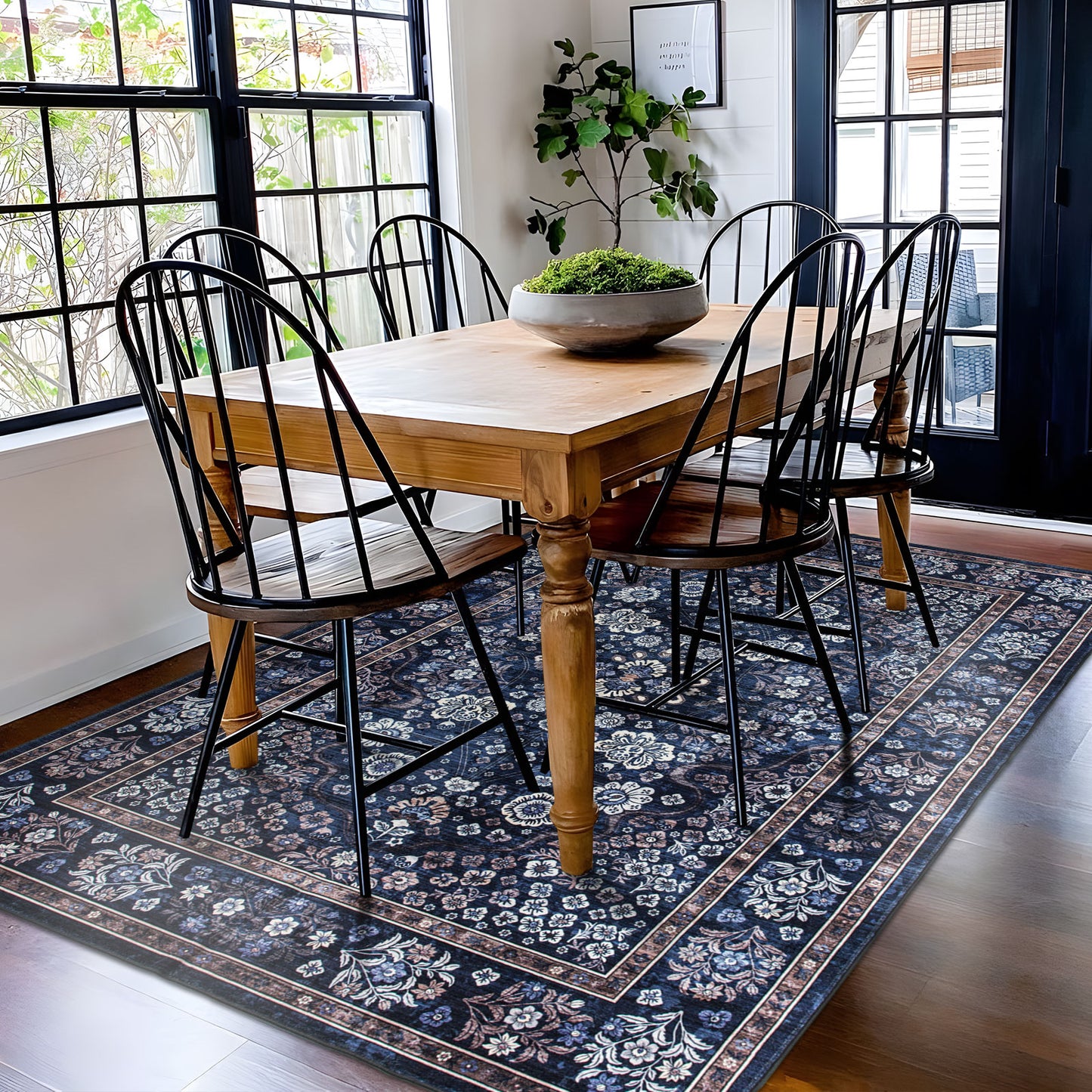 Machine Washable Rug - Midnight Bloom