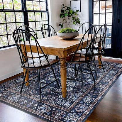 Machine Washable Rug - Midnight Bloom