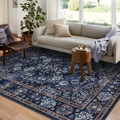 Machine Washable Rug - Midnight Bloom