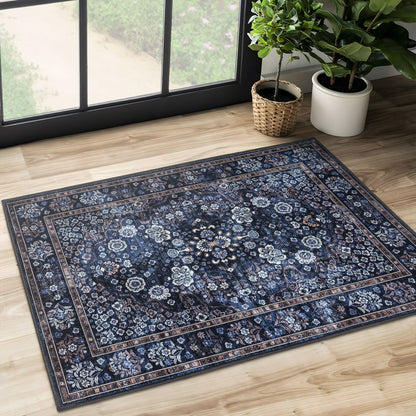 Machine Washable Rug - Midnight Bloom