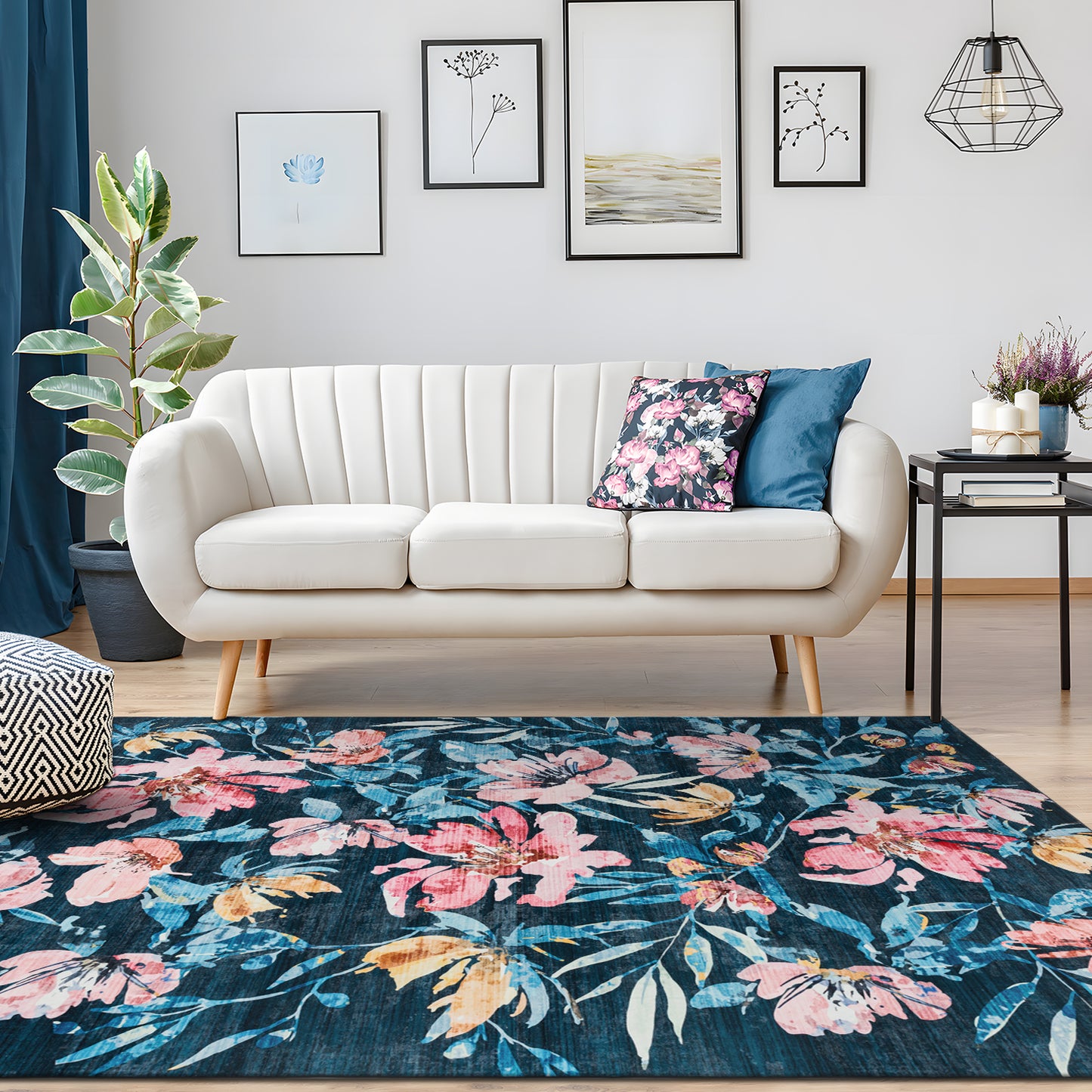 Machine Washable Rug - Hibiscus Bloom