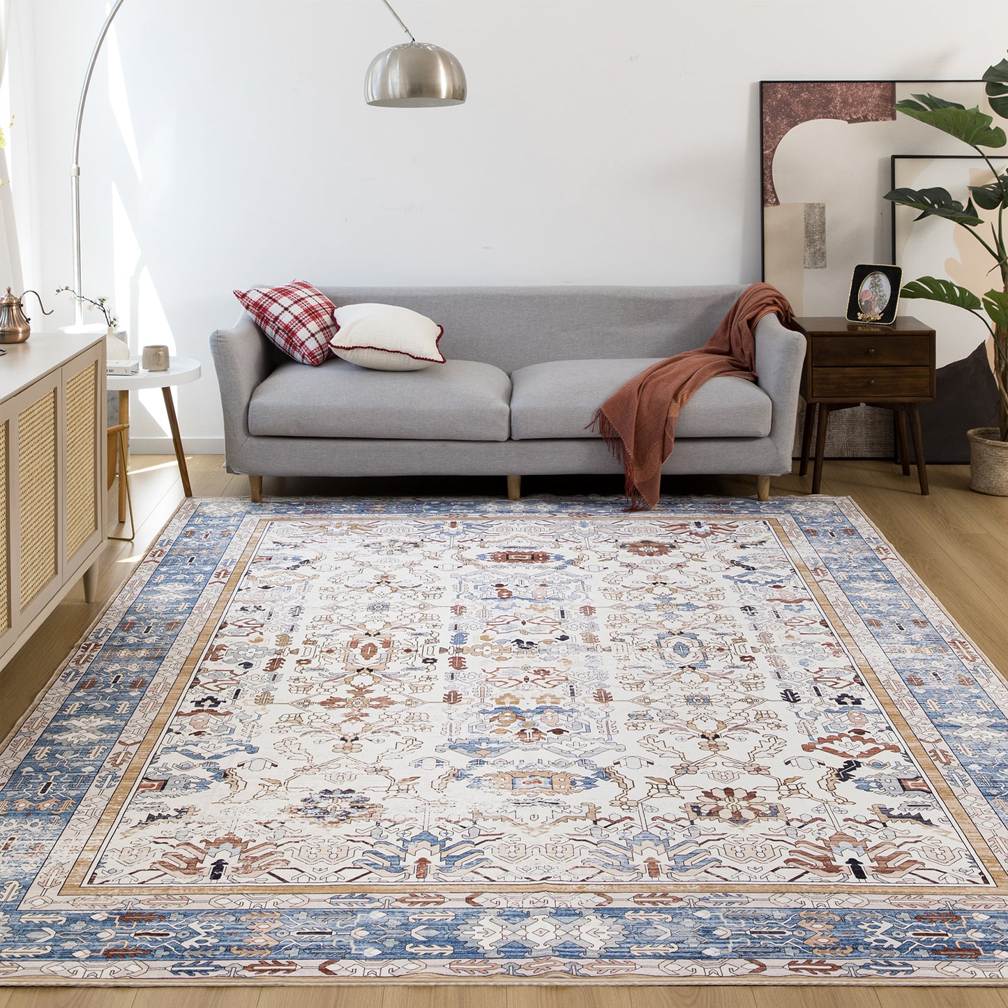 Machine Washable Rug - Rustic Oak & Sky