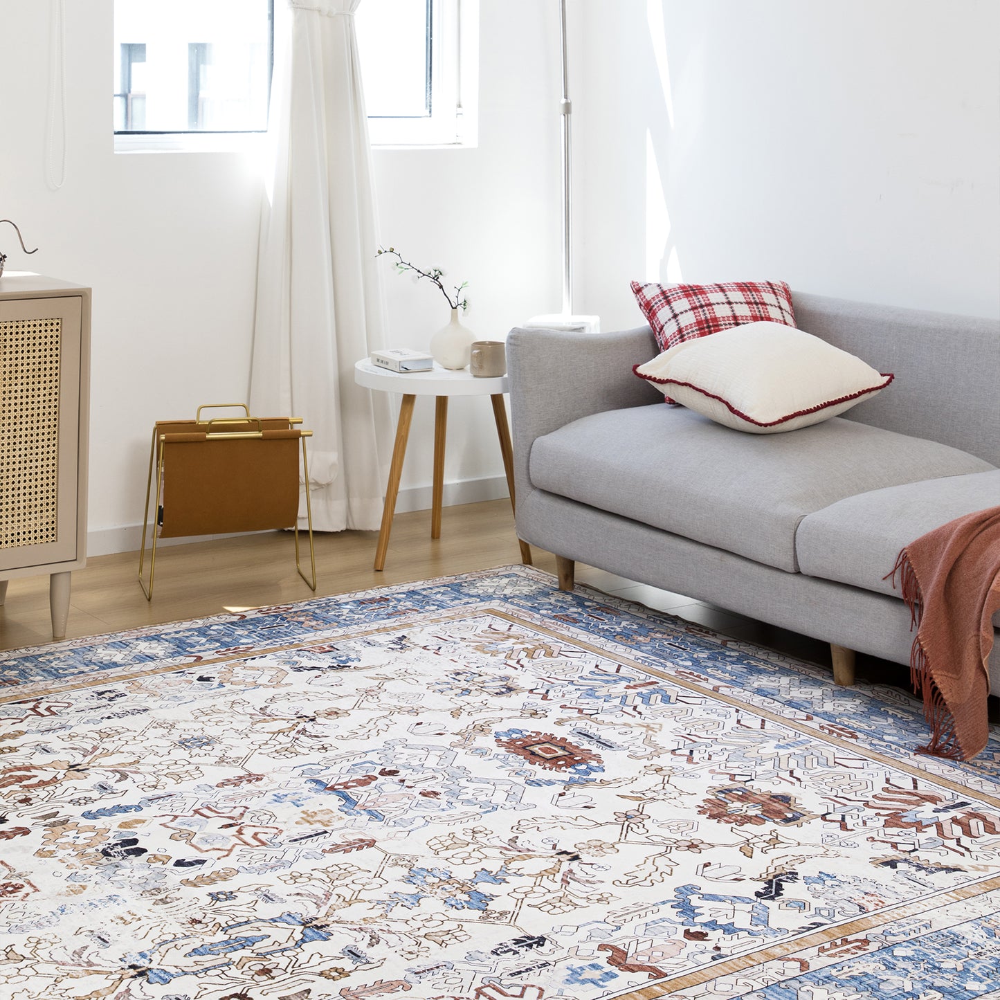 Machine Washable Rug - Rustic Oak & Sky