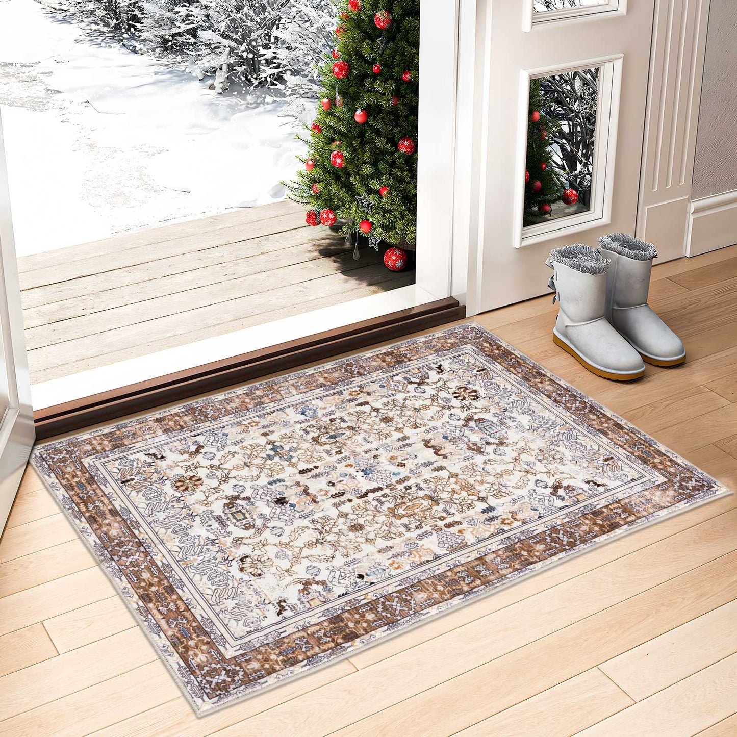 Machine Washable Rug - Rustic Oak