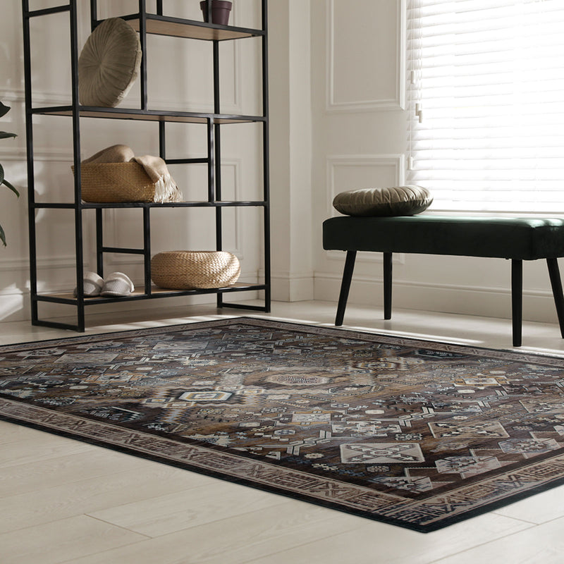 Machine Washable Rug - Coffee & Gold