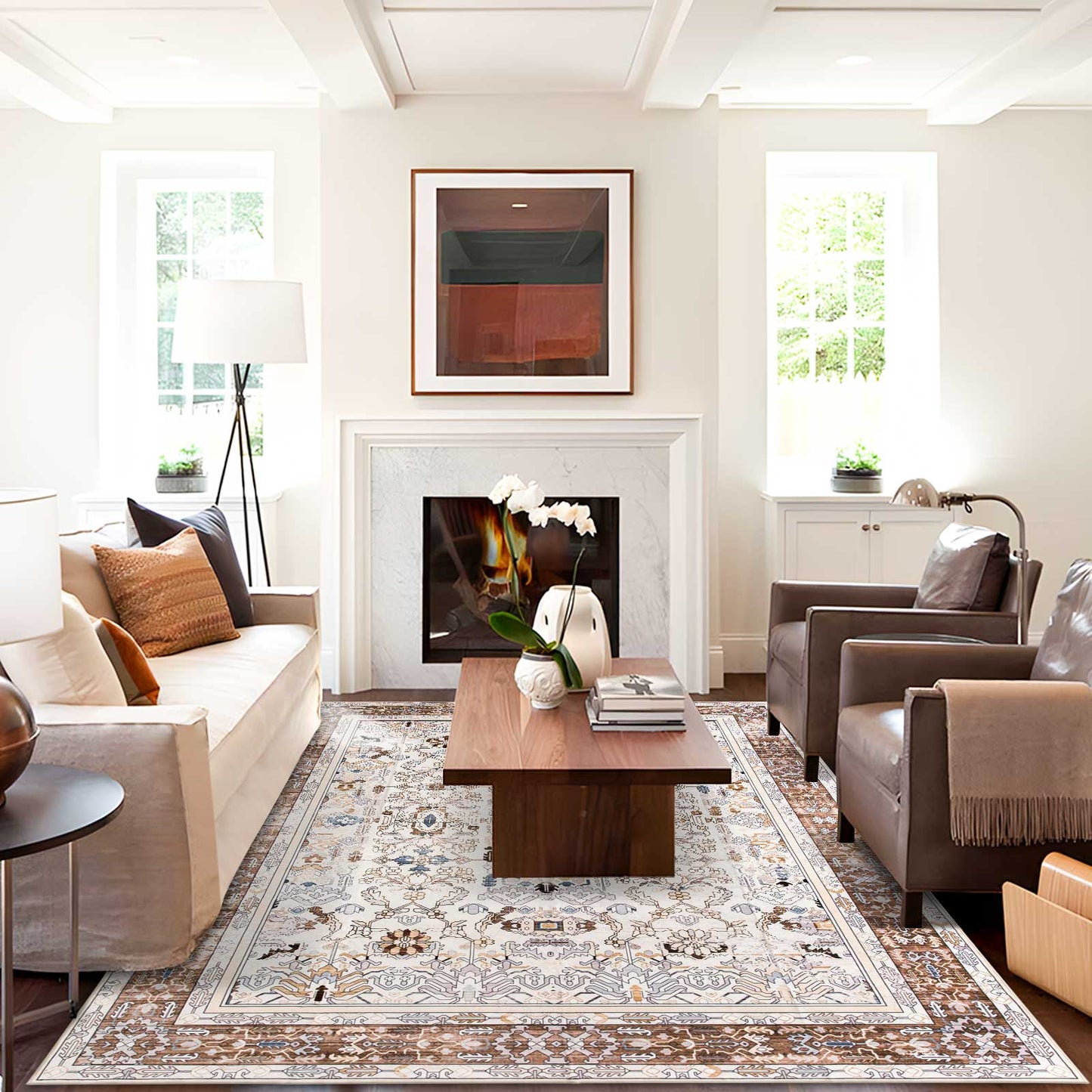 Machine Washable Rug - Rustic Oak