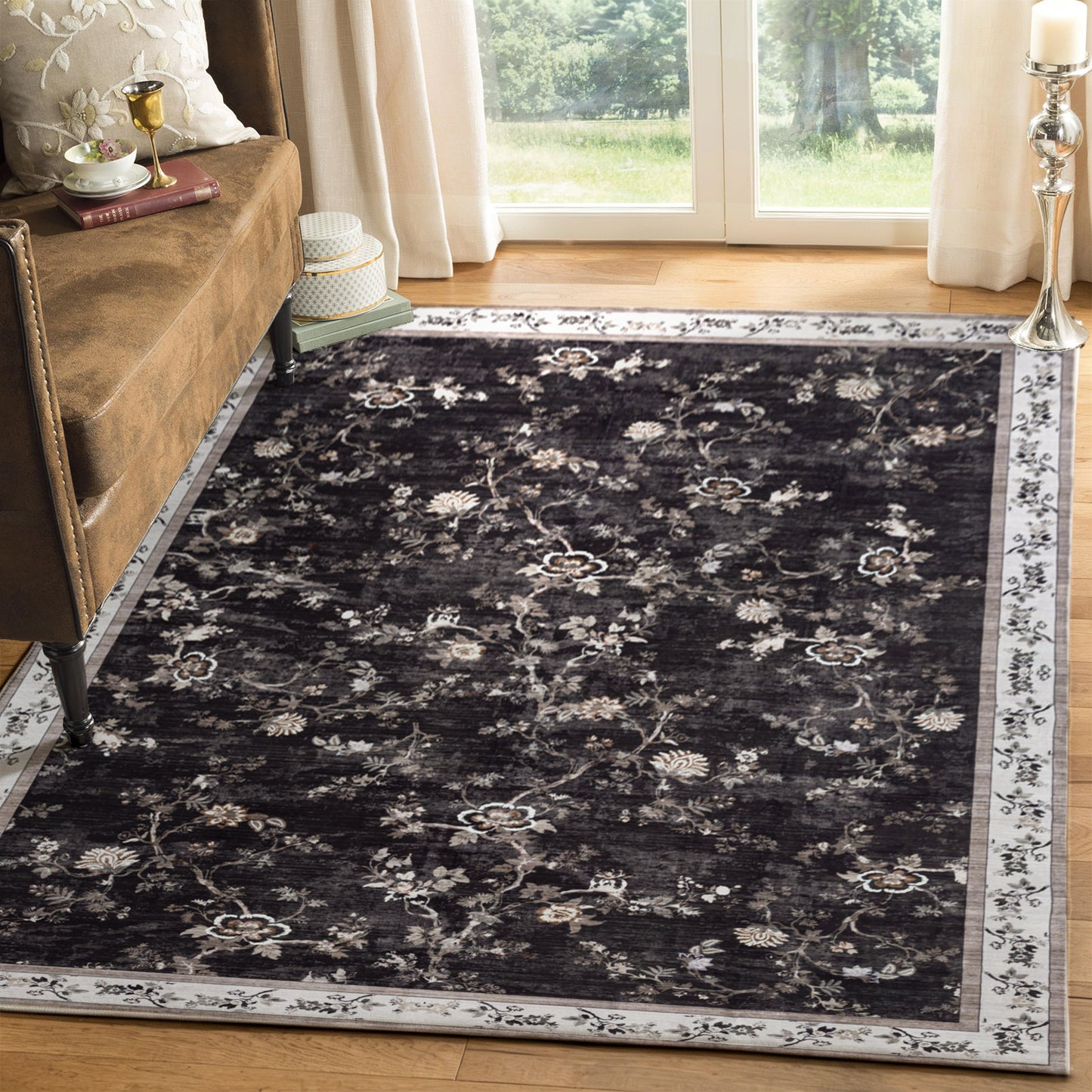 Machine Washable Rug - Midnight Floral