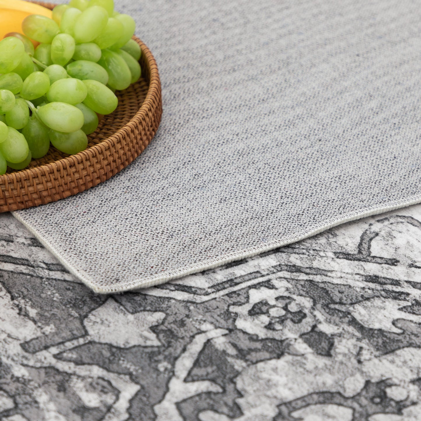 Machine Washable Rug - Distressed Silver Grey