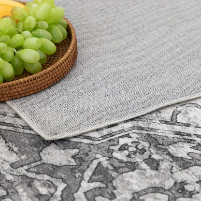 Machine Washable Rug - Distressed Silver Grey