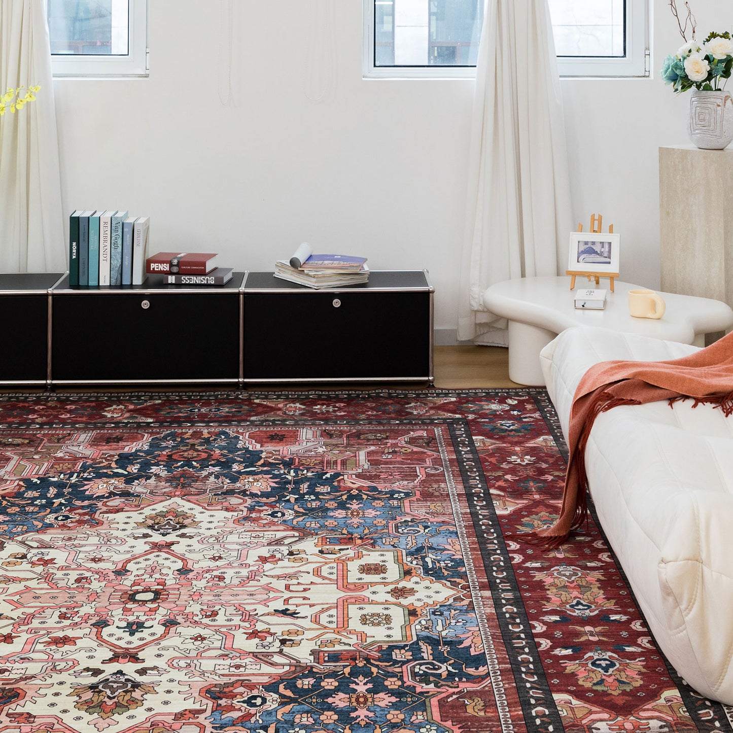 Machine Washable Rug - Vintage Red