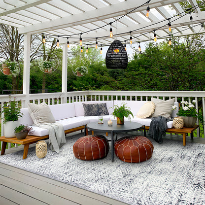 Machine Washable Rug - Distressed Soft Grey