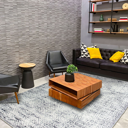 Machine Washable Rug - Distressed Soft Grey