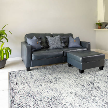 Machine Washable Rug - Distressed Soft Grey