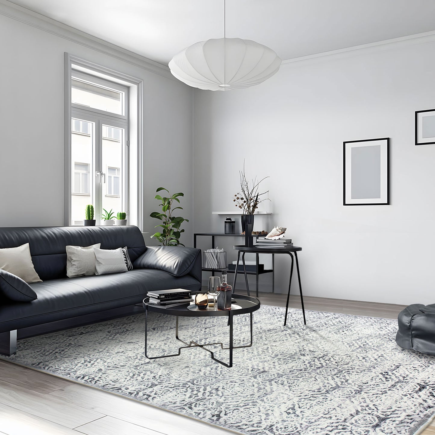 Machine Washable Rug - Distressed Soft Grey