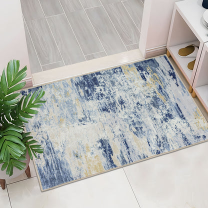 Machine Washable Rug - Blue & Tan