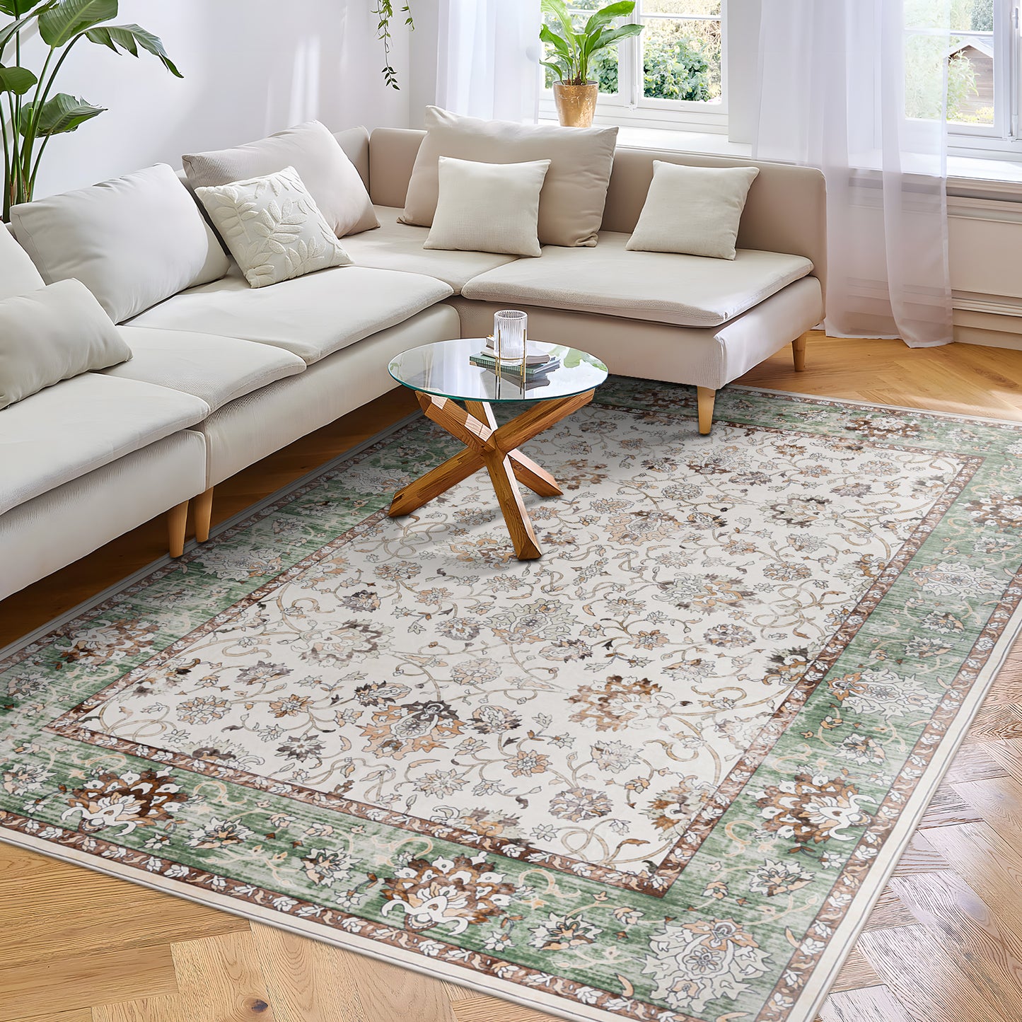 Machine Washable Rug - Sage Green