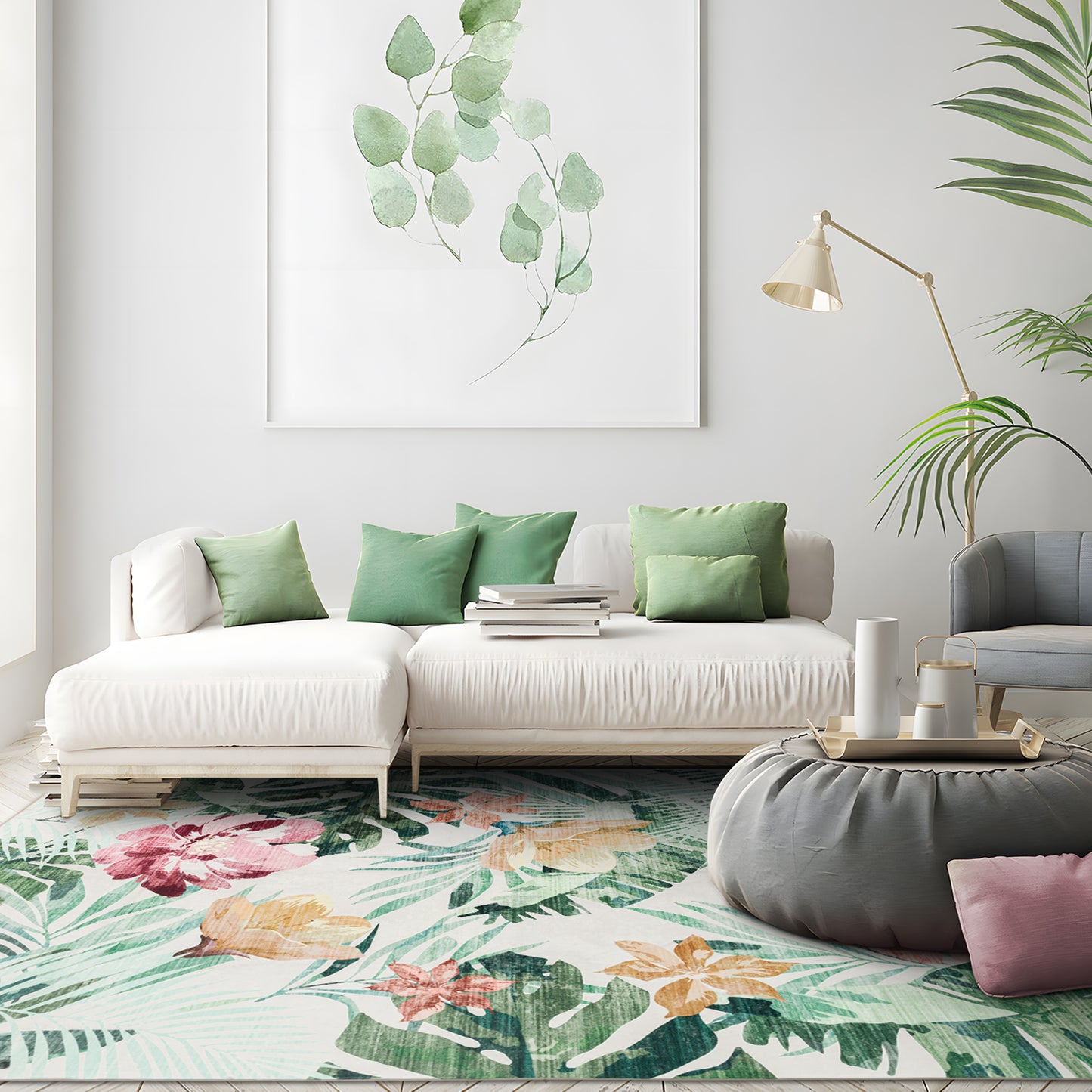 Machine Washable Rug - Hibiscus Breeze
