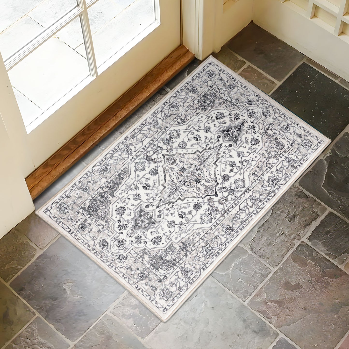 Machine Washable Rug - Hertiage Grey