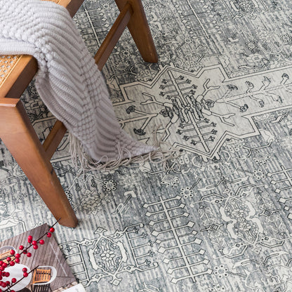 Machine Washable Rug - Soft Grey