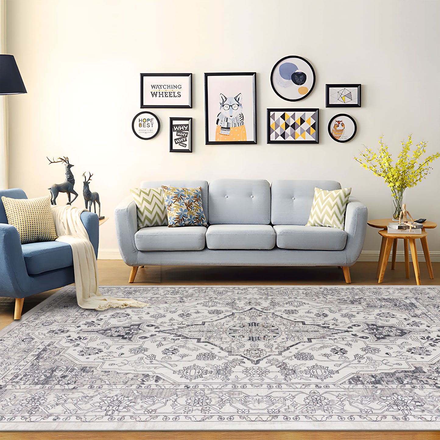 Machine Washable Rug - Hertiage Grey