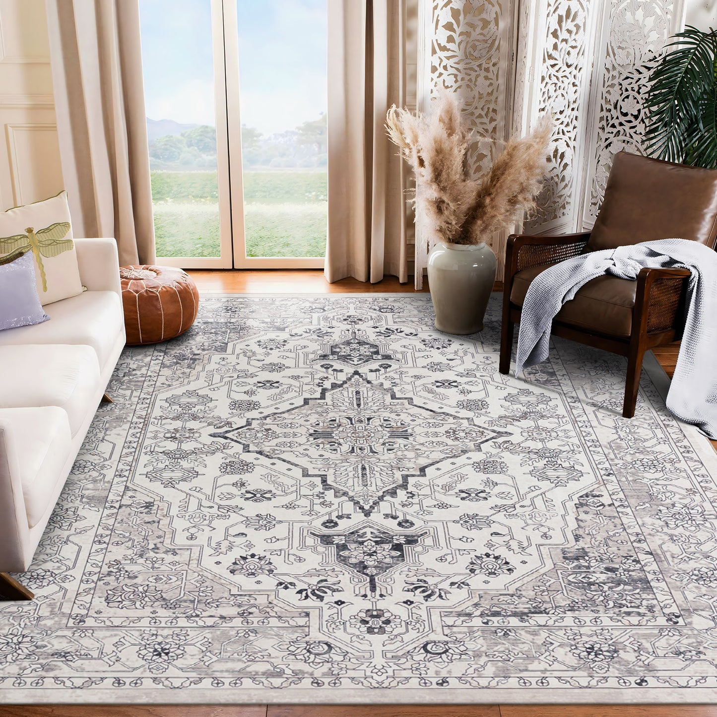 Machine Washable Rug - Hertiage Grey