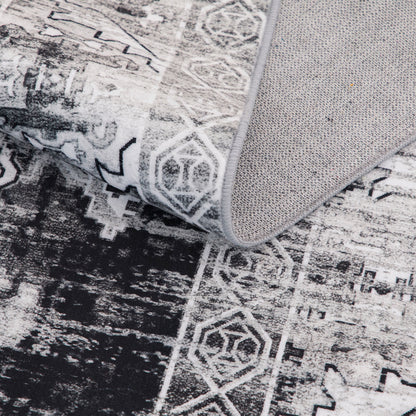 Machine Washable Rug - Distressed Charcoal