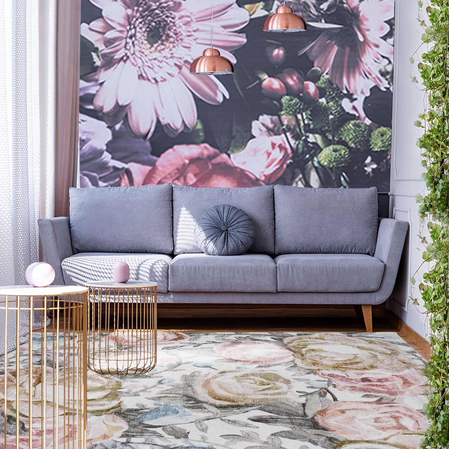 Machine Washable Rug - Rose Garden