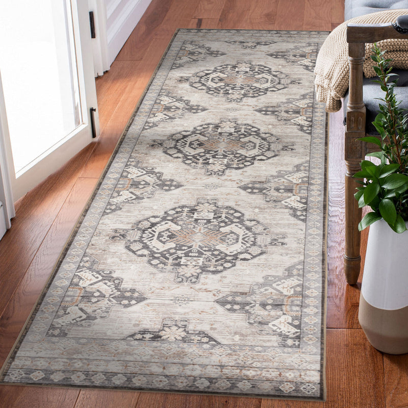 Machine Washable Rug - Soft Brown & Grey