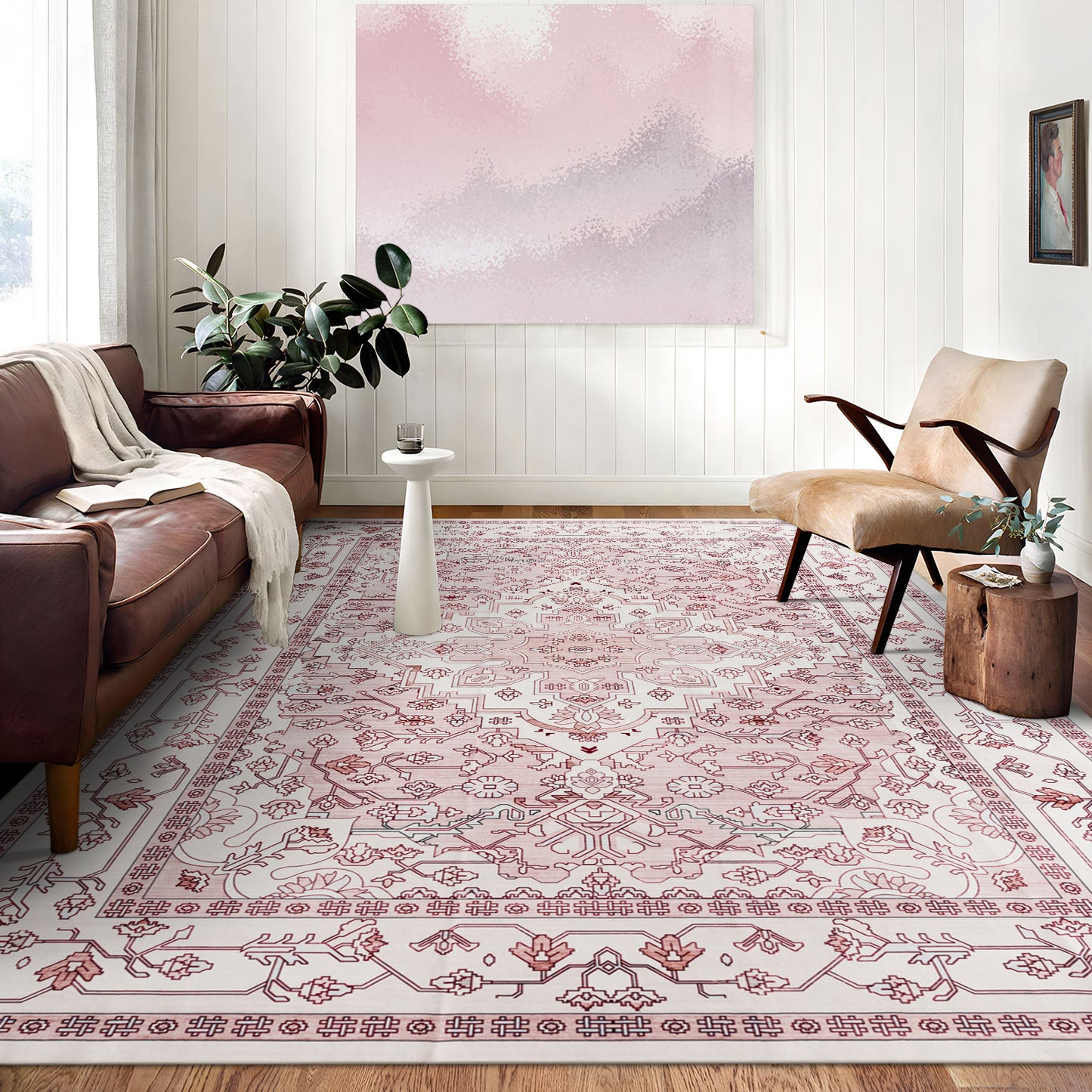 Machine Washable Rug - Blush Pink