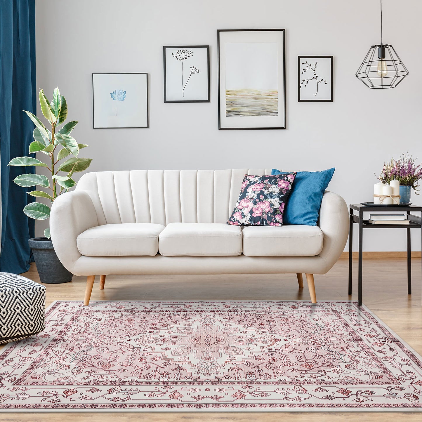 Machine Washable Rug - Blush Pink